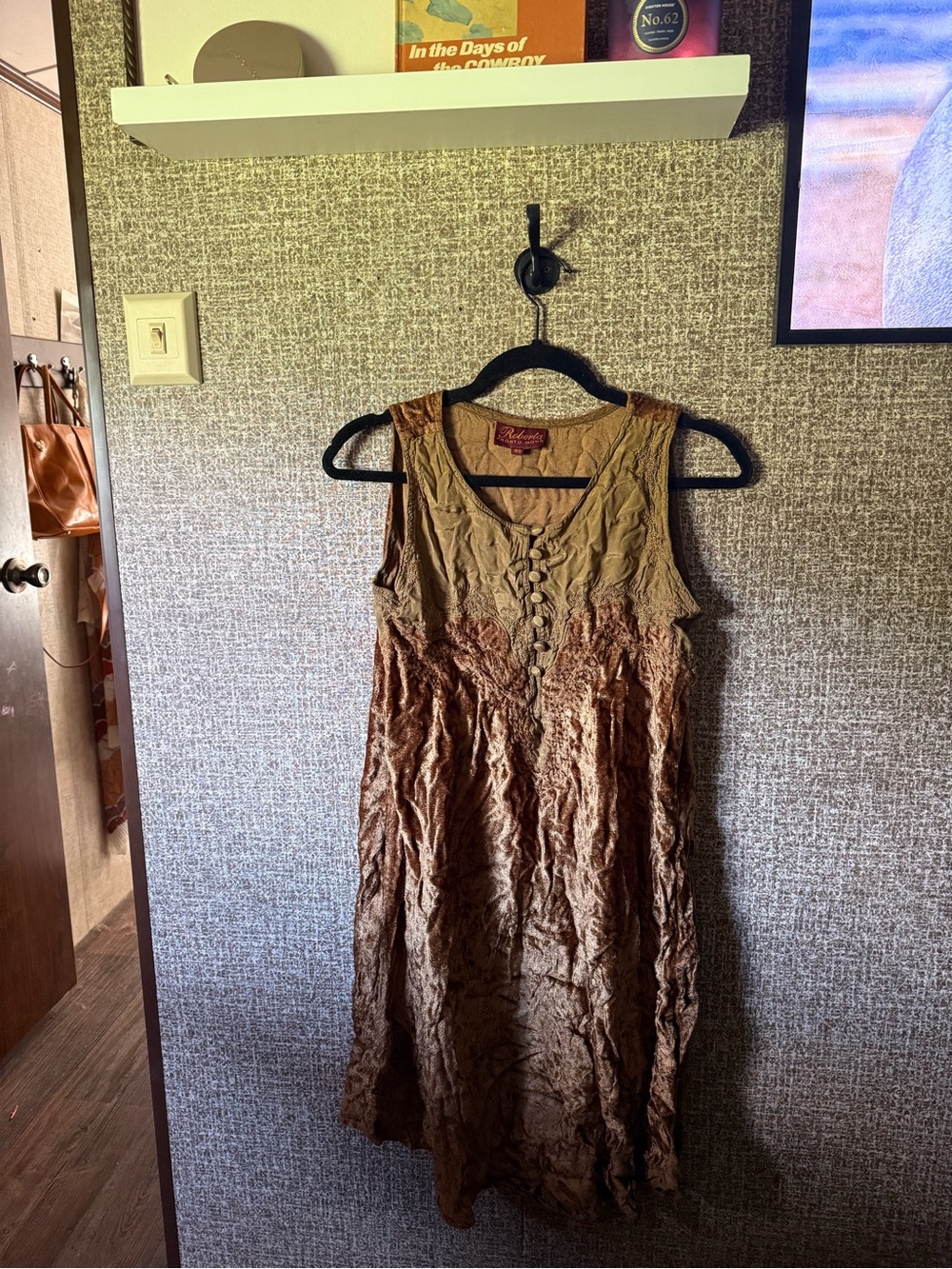 Roberta pronto moda Brown Crushed Velvet Sleeveless Midi Dress